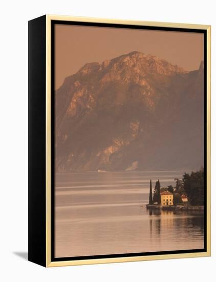 Lombardy, Lakes Region, Lake Como-Lake Lecco, Oliveto, Villa and Mountains, Italy-Walter Bibikow-Framed Premier Image Canvas