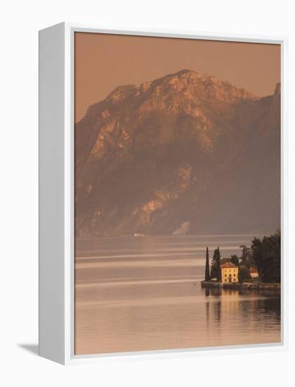 Lombardy, Lakes Region, Lake Como-Lake Lecco, Oliveto, Villa and Mountains, Italy-Walter Bibikow-Framed Premier Image Canvas