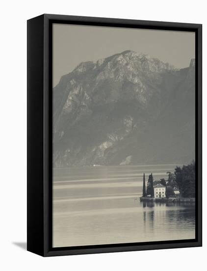 Lombardy, Lakes Region, Lake Como-Lake Lecco, Oliveto, Villa and Mountains, Italy-Walter Bibikow-Framed Premier Image Canvas