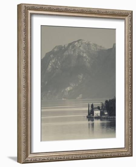 Lombardy, Lakes Region, Lake Como-Lake Lecco, Oliveto, Villa and Mountains, Italy-Walter Bibikow-Framed Photographic Print