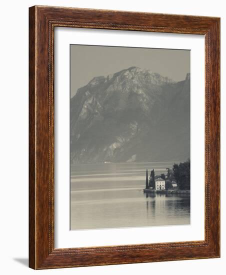 Lombardy, Lakes Region, Lake Como-Lake Lecco, Oliveto, Villa and Mountains, Italy-Walter Bibikow-Framed Photographic Print