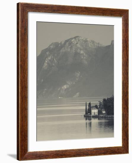 Lombardy, Lakes Region, Lake Como-Lake Lecco, Oliveto, Villa and Mountains, Italy-Walter Bibikow-Framed Photographic Print