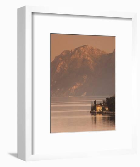 Lombardy, Lakes Region, Lake Como-Lake Lecco, Oliveto, Villa and Mountains, Italy-Walter Bibikow-Framed Photographic Print