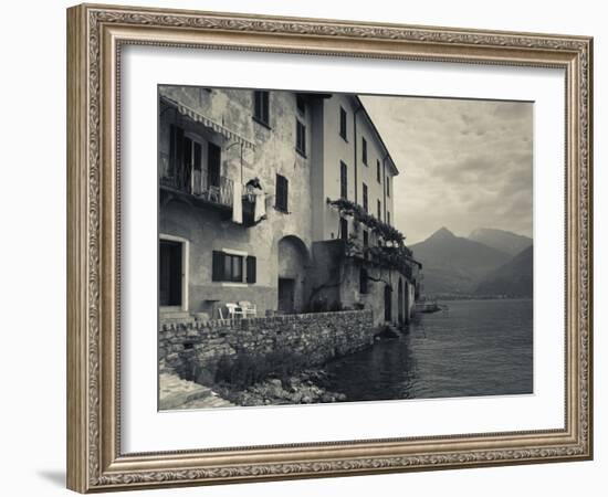 Lombardy, Lakes Region, Lake Como, Santa Maria Rezzonico, Lakeside Houses, Italy-Walter Bibikow-Framed Photographic Print