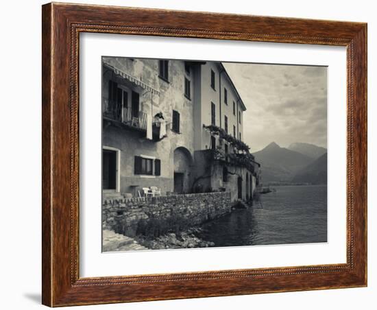 Lombardy, Lakes Region, Lake Como, Santa Maria Rezzonico, Lakeside Houses, Italy-Walter Bibikow-Framed Photographic Print