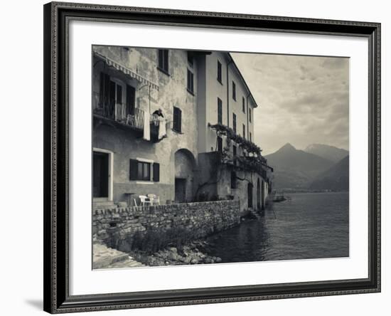 Lombardy, Lakes Region, Lake Como, Santa Maria Rezzonico, Lakeside Houses, Italy-Walter Bibikow-Framed Photographic Print