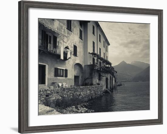 Lombardy, Lakes Region, Lake Como, Santa Maria Rezzonico, Lakeside Houses, Italy-Walter Bibikow-Framed Photographic Print