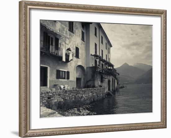 Lombardy, Lakes Region, Lake Como, Santa Maria Rezzonico, Lakeside Houses, Italy-Walter Bibikow-Framed Photographic Print