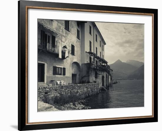 Lombardy, Lakes Region, Lake Como, Santa Maria Rezzonico, Lakeside Houses, Italy-Walter Bibikow-Framed Photographic Print