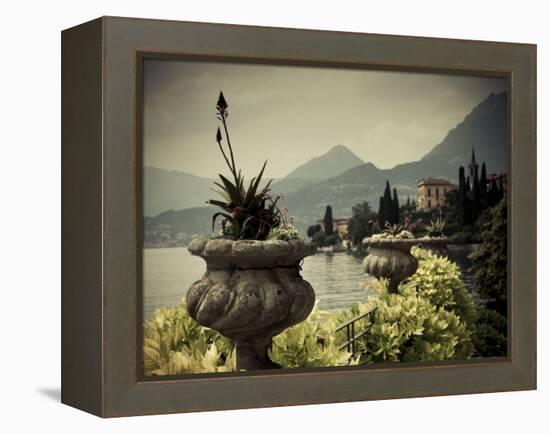 Lombardy, Lakes Region, Lake Como, Varenna, Villa Monastero, Gardens and Lakefront, Italy-Walter Bibikow-Framed Premier Image Canvas