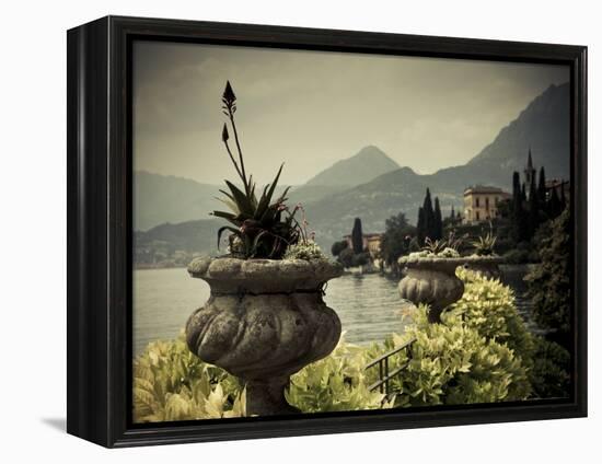 Lombardy, Lakes Region, Lake Como, Varenna, Villa Monastero, Gardens and Lakefront, Italy-Walter Bibikow-Framed Premier Image Canvas