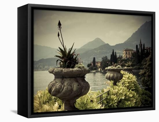 Lombardy, Lakes Region, Lake Como, Varenna, Villa Monastero, Gardens and Lakefront, Italy-Walter Bibikow-Framed Premier Image Canvas