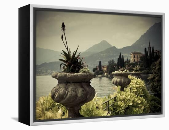 Lombardy, Lakes Region, Lake Como, Varenna, Villa Monastero, Gardens and Lakefront, Italy-Walter Bibikow-Framed Premier Image Canvas