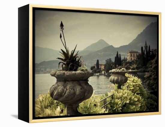 Lombardy, Lakes Region, Lake Como, Varenna, Villa Monastero, Gardens and Lakefront, Italy-Walter Bibikow-Framed Premier Image Canvas