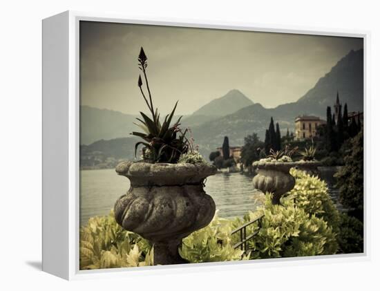 Lombardy, Lakes Region, Lake Como, Varenna, Villa Monastero, Gardens and Lakefront, Italy-Walter Bibikow-Framed Premier Image Canvas