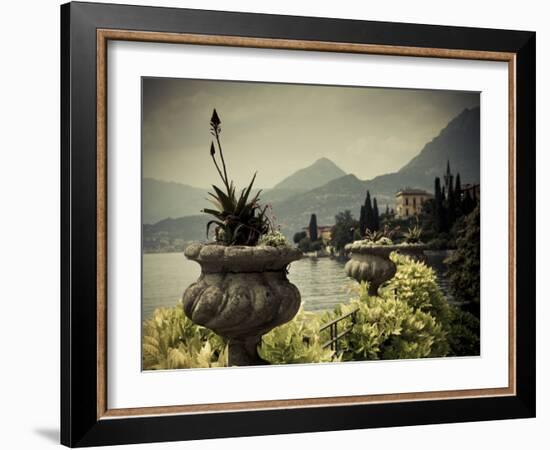 Lombardy, Lakes Region, Lake Como, Varenna, Villa Monastero, Gardens and Lakefront, Italy-Walter Bibikow-Framed Photographic Print