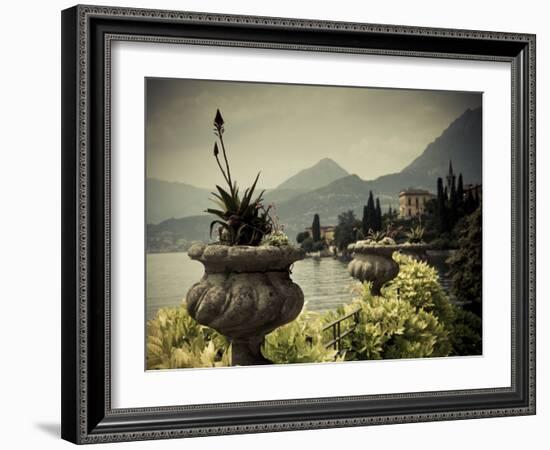 Lombardy, Lakes Region, Lake Como, Varenna, Villa Monastero, Gardens and Lakefront, Italy-Walter Bibikow-Framed Photographic Print