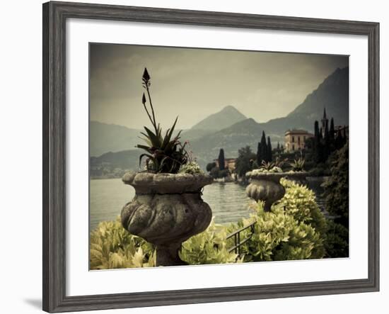 Lombardy, Lakes Region, Lake Como, Varenna, Villa Monastero, Gardens and Lakefront, Italy-Walter Bibikow-Framed Photographic Print