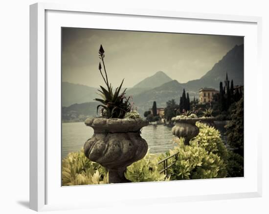 Lombardy, Lakes Region, Lake Como, Varenna, Villa Monastero, Gardens and Lakefront, Italy-Walter Bibikow-Framed Photographic Print