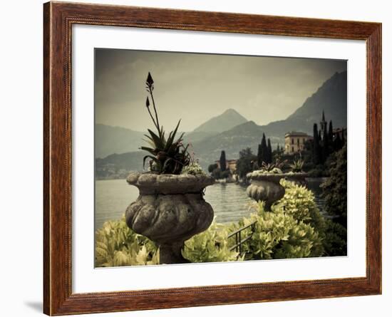 Lombardy, Lakes Region, Lake Como, Varenna, Villa Monastero, Gardens and Lakefront, Italy-Walter Bibikow-Framed Photographic Print