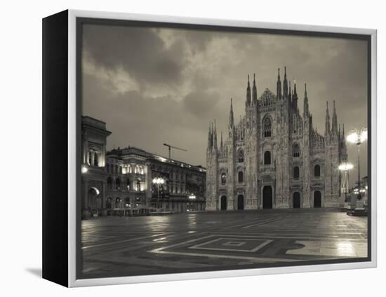 Lombardy, Milan, Piazza Del Duomo, Duomo, Cathedral, Dawn, Italy-Walter Bibikow-Framed Premier Image Canvas