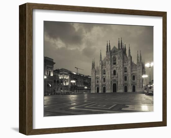 Lombardy, Milan, Piazza Del Duomo, Duomo, Cathedral, Dawn, Italy-Walter Bibikow-Framed Photographic Print