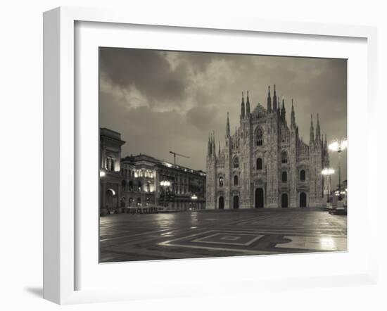 Lombardy, Milan, Piazza Del Duomo, Duomo, Cathedral, Dawn, Italy-Walter Bibikow-Framed Photographic Print