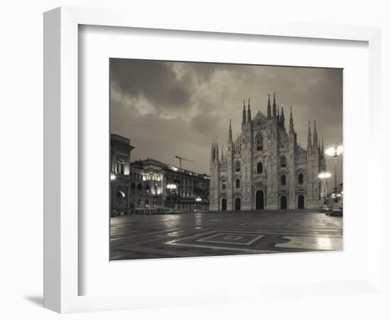 Lombardy, Milan, Piazza Del Duomo, Duomo, Cathedral, Dawn, Italy-Walter Bibikow-Framed Photographic Print