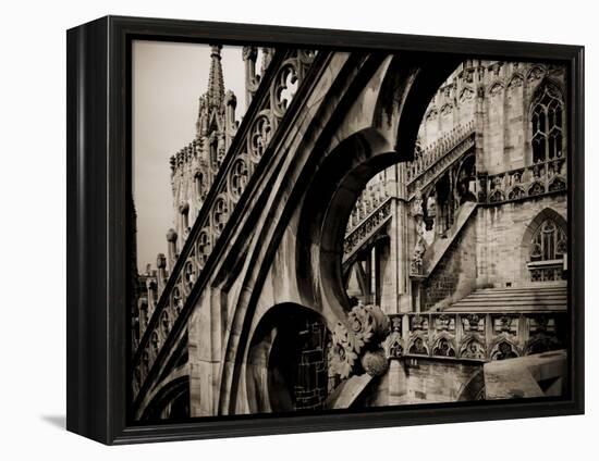 Lombardy, Milan, Piazza Duomo, Duomo Cathedral, Roof Detail, Italy-Walter Bibikow-Framed Premier Image Canvas