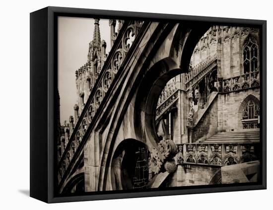 Lombardy, Milan, Piazza Duomo, Duomo Cathedral, Roof Detail, Italy-Walter Bibikow-Framed Premier Image Canvas