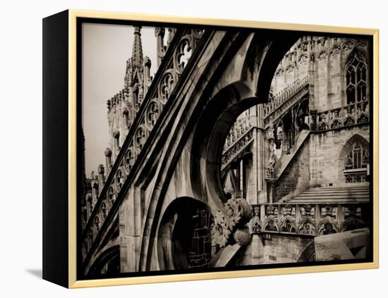 Lombardy, Milan, Piazza Duomo, Duomo Cathedral, Roof Detail, Italy-Walter Bibikow-Framed Premier Image Canvas