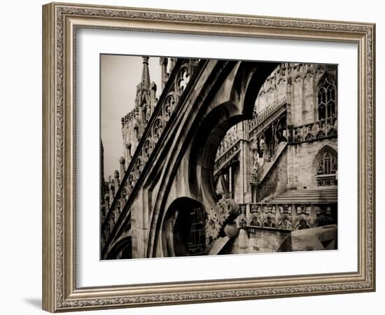 Lombardy, Milan, Piazza Duomo, Duomo Cathedral, Roof Detail, Italy-Walter Bibikow-Framed Photographic Print