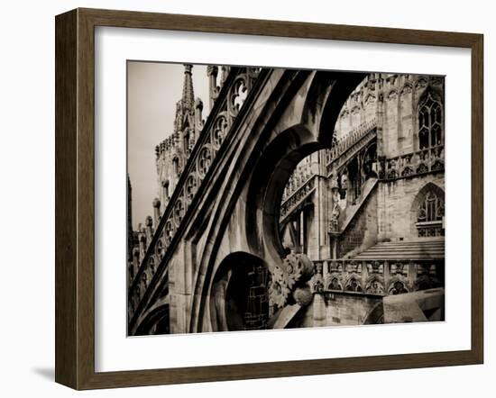 Lombardy, Milan, Piazza Duomo, Duomo Cathedral, Roof Detail, Italy-Walter Bibikow-Framed Photographic Print