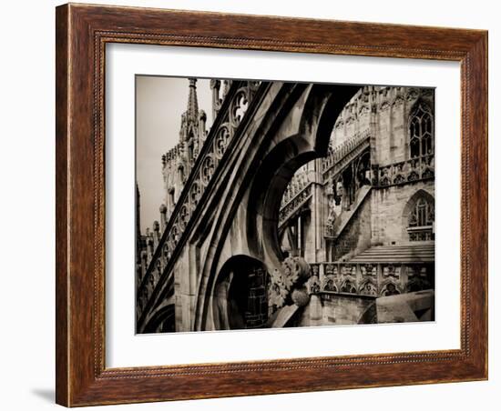 Lombardy, Milan, Piazza Duomo, Duomo Cathedral, Roof Detail, Italy-Walter Bibikow-Framed Photographic Print