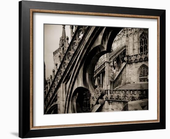 Lombardy, Milan, Piazza Duomo, Duomo Cathedral, Roof Detail, Italy-Walter Bibikow-Framed Photographic Print