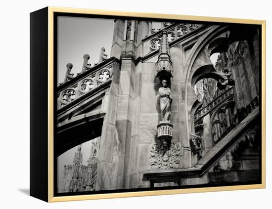 Lombardy, Milan, Piazza Duomo, Duomo Cathedral, Roof Detail, Italy-Walter Bibikow-Framed Premier Image Canvas