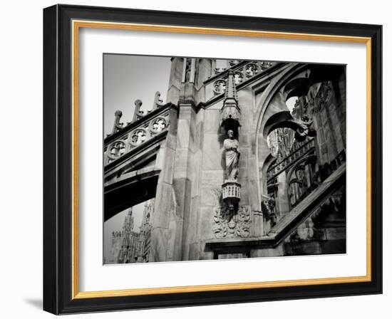 Lombardy, Milan, Piazza Duomo, Duomo Cathedral, Roof Detail, Italy-Walter Bibikow-Framed Photographic Print