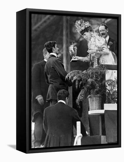 London 1908 Olympic Games: Pietri Dorando Receives a Consolation Gold Cup from Queen Alexandra-null-Framed Premier Image Canvas