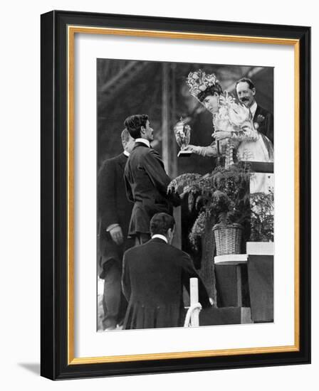 London 1908 Olympic Games: Pietri Dorando Receives a Consolation Gold Cup from Queen Alexandra-null-Framed Photographic Print