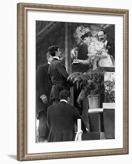 London 1908 Olympic Games: Pietri Dorando Receives a Consolation Gold Cup from Queen Alexandra-null-Framed Photographic Print