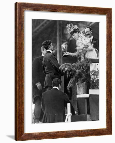 London 1908 Olympic Games: Pietri Dorando Receives a Consolation Gold Cup from Queen Alexandra-null-Framed Photographic Print