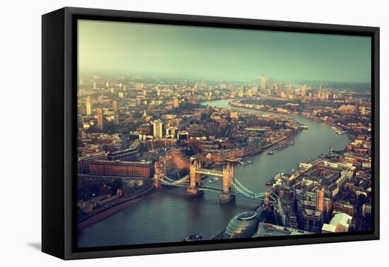 London Aerial View with Tower Bridge in Sunset Time-Iakov Kalinin-Framed Premier Image Canvas