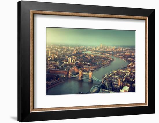 London Aerial View with Tower Bridge in Sunset Time-Iakov Kalinin-Framed Photographic Print