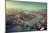 London Aerial View with Tower Bridge in Sunset Time-Iakov Kalinin-Mounted Photographic Print