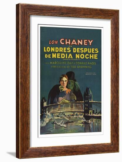 London after Midnight "Londres Despues De Media Noche"-null-Framed Premium Giclee Print