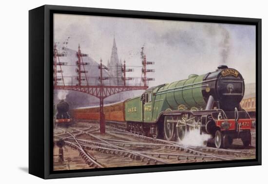 London and North Eastern Railway Flying Scotsman Train Leaving Kings Cross Station, London-C. T. Howard-Framed Premier Image Canvas