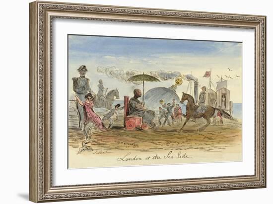 London at the Sea Side, Pub.1844 (Colour Litho)-John Leech-Framed Giclee Print