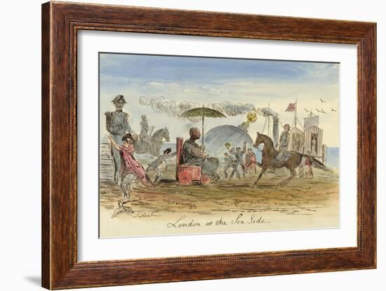 London at the Sea Side, Pub.1844 (Colour Litho)-John Leech-Framed Giclee Print