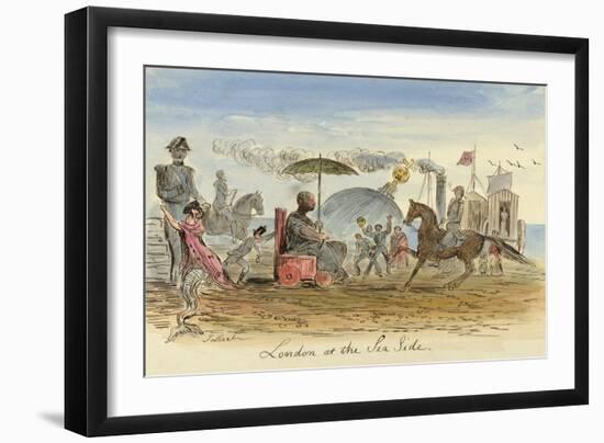 London at the Sea Side, Pub.1844 (Colour Litho)-John Leech-Framed Giclee Print