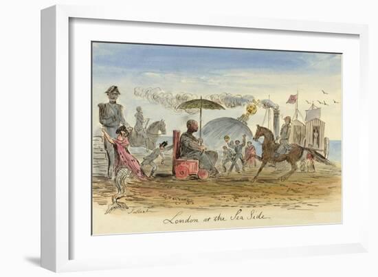 London at the Sea Side, Pub.1844 (Colour Litho)-John Leech-Framed Giclee Print